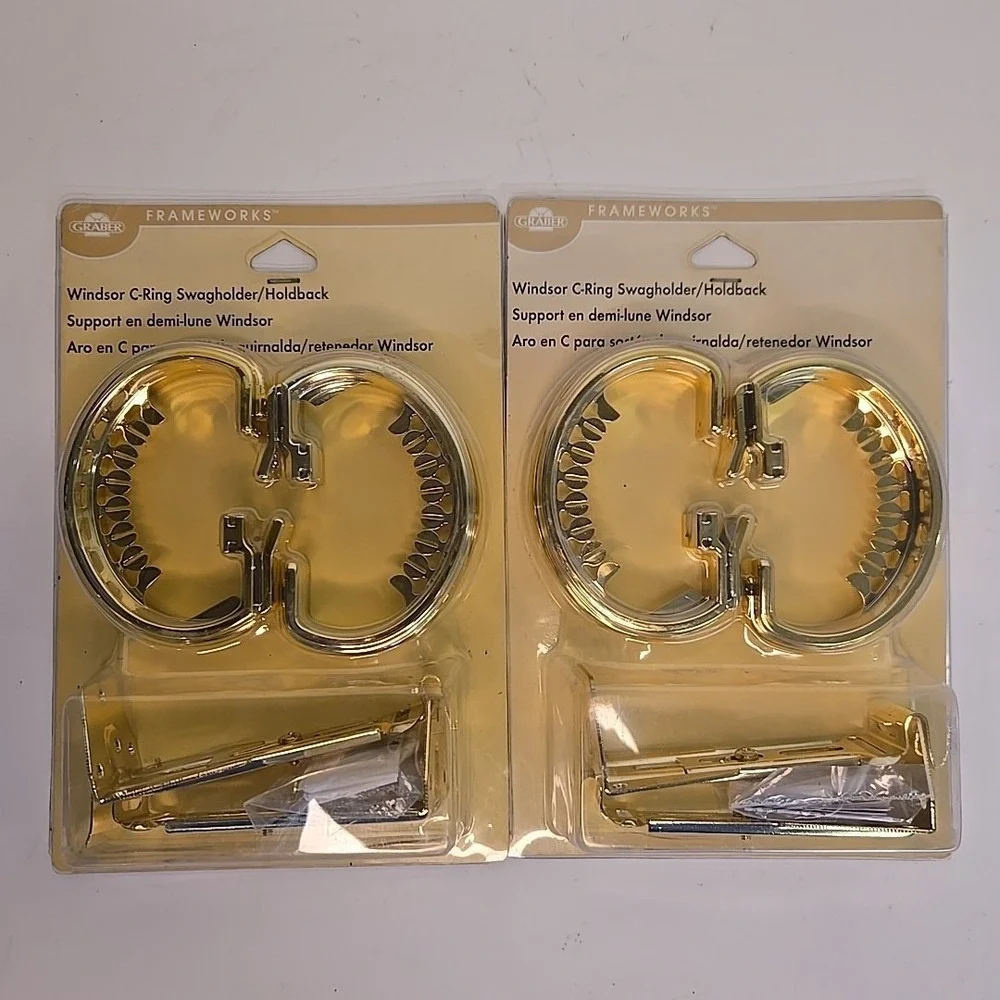 Graber Structures Windsor‎ C-Ring Swag holder curtain drape tieback Holdback X2